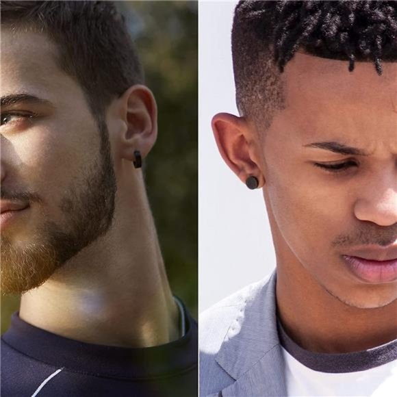 Mens Earrings 11 Pairs Stainless Steel Small Hoop Earrings Cross Dangle Men Gift - Picture 6 of 6